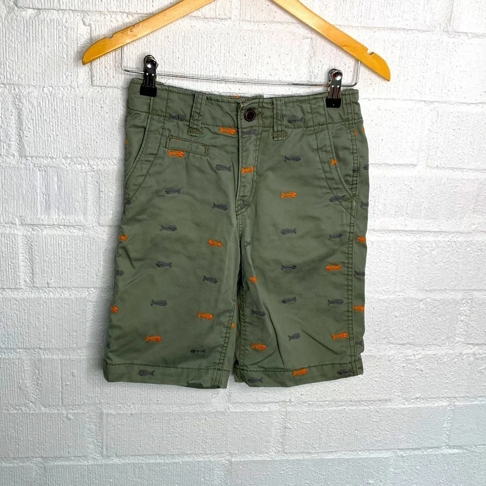 Gap Embroidered Green Fish Cargo Kids Boys Shorts sz 10